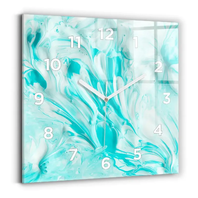 Reduceri Ceas din sticlă pătrat Abstracția albastră