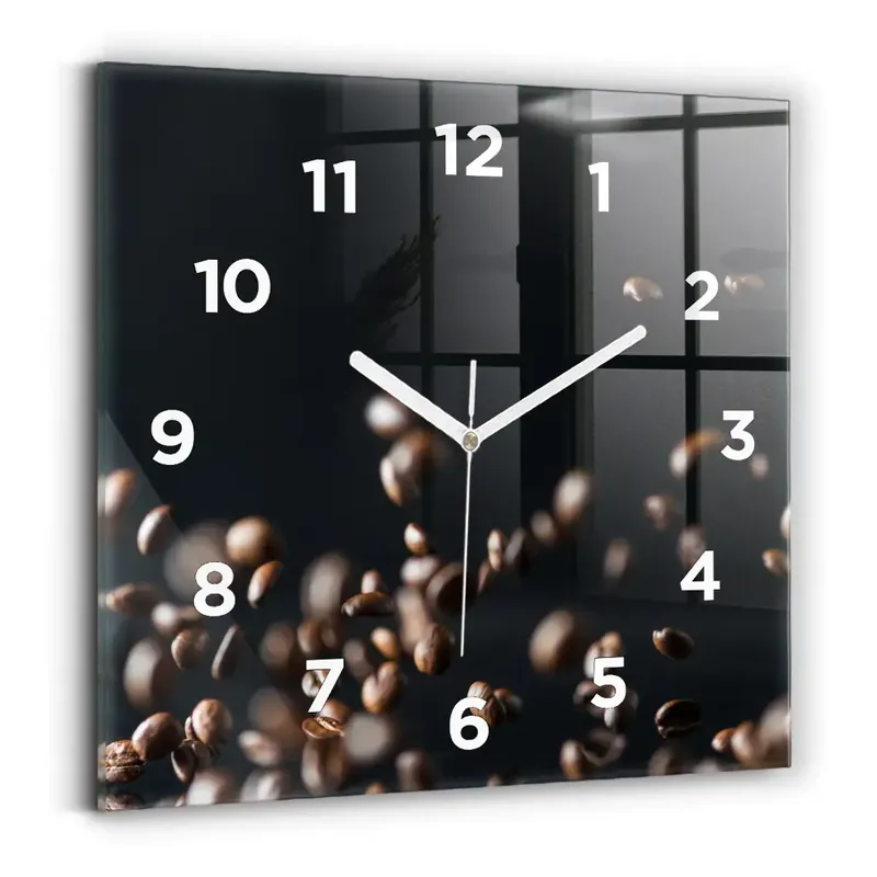 Ofertă limitată Ceas perete din sticlă pătrat Boabe de cafea