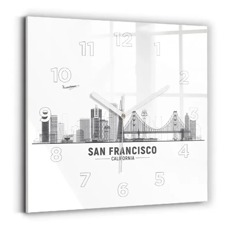 Ceas din sticlă pătrat Panorama San Francisco Ofertă
