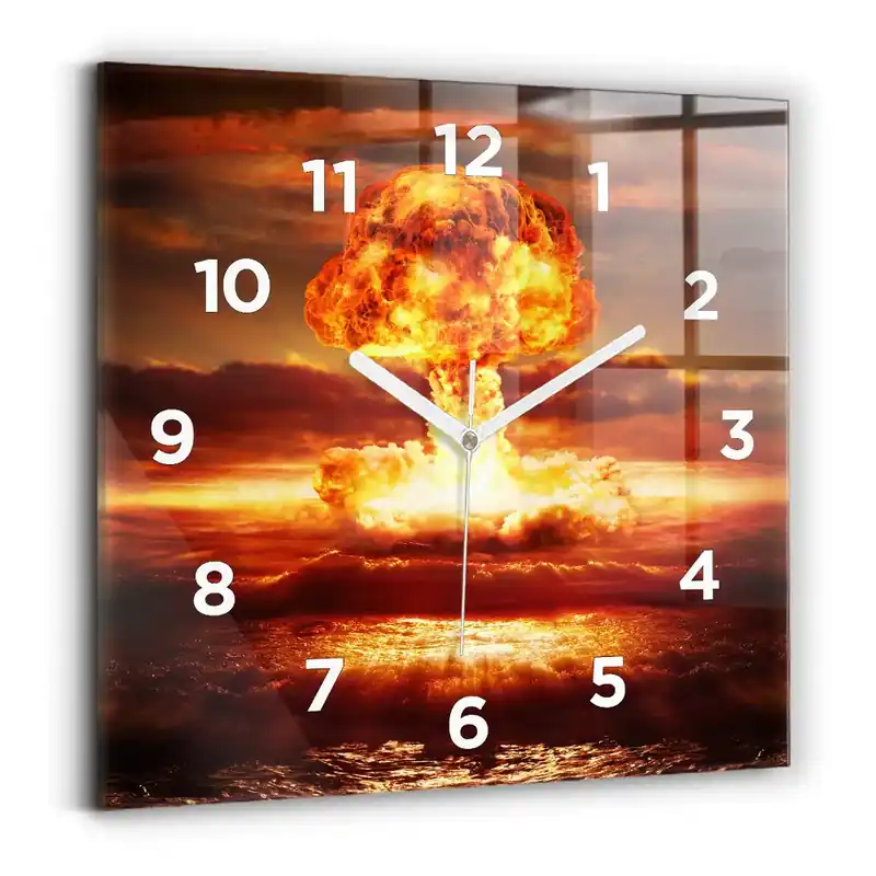 Ceas de sticlă pe perete pătrat Explozia unei bombe atomice Ofertă specială