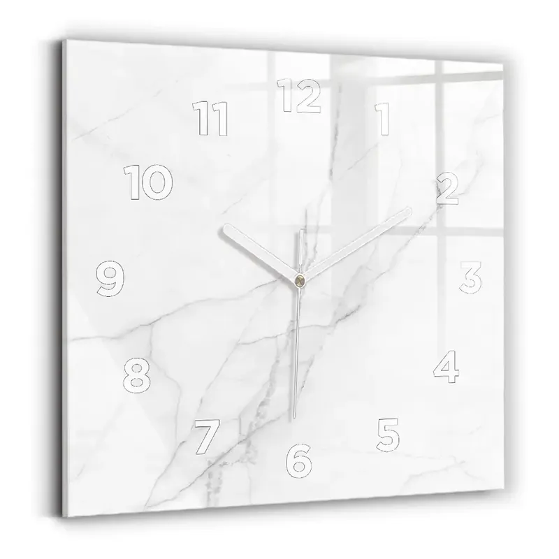 Ceas de sticlă pe perete pătrat Marmură decorativă Disponibil imediat