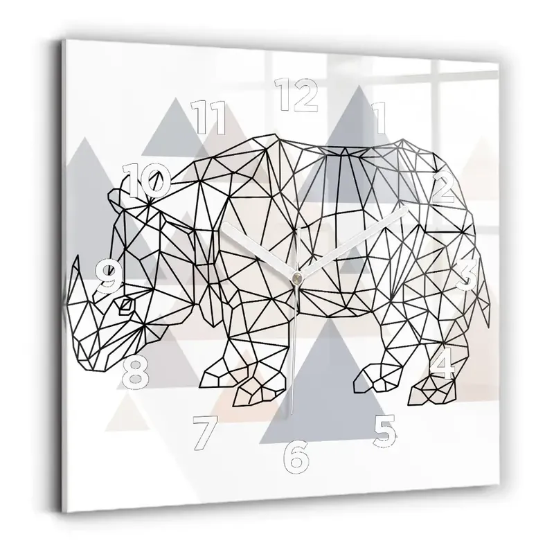 Ceas de sticlă pe perete pătrat Model geometric Plată securizată