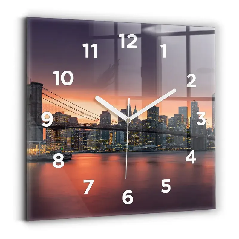 Livrare rapidă Ceas de sticlă pe perete pătrat East River din New York