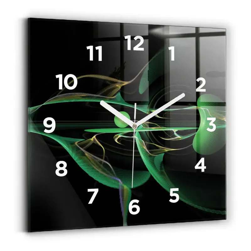 Ceas din sticlă pătrat Abstracția verde Vezi acum