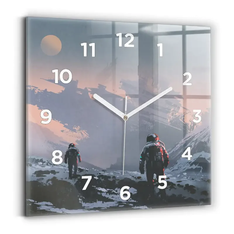 Bestseller Ceas perete din sticlă pătrat Astronauții Calea Lactee