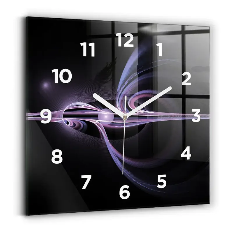Plată sigură Ceas pătrat de perete din sticlă Abstracție violet