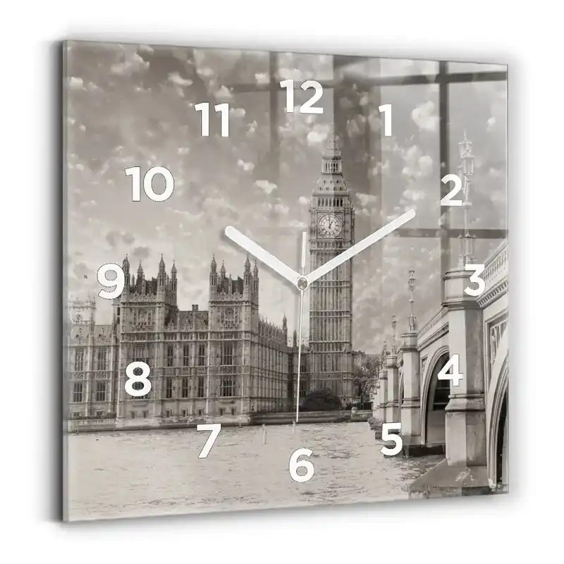 Ceas pătrat de perete din sticlă Londra Anglia Big Ben Lichidare de stoc