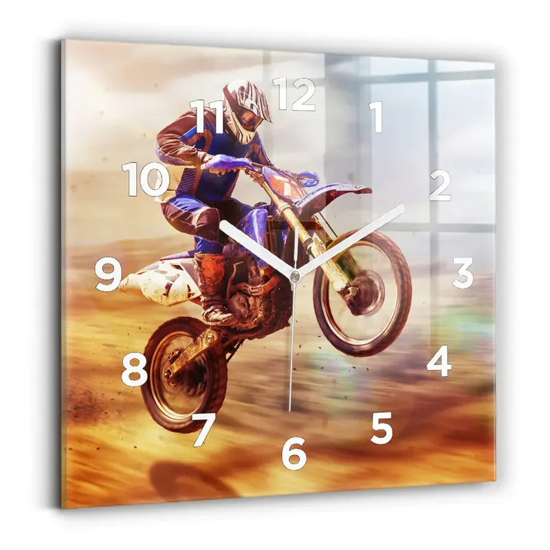 Preț redus Ceas de sticlă pe perete pătrat Motocross Enduro
