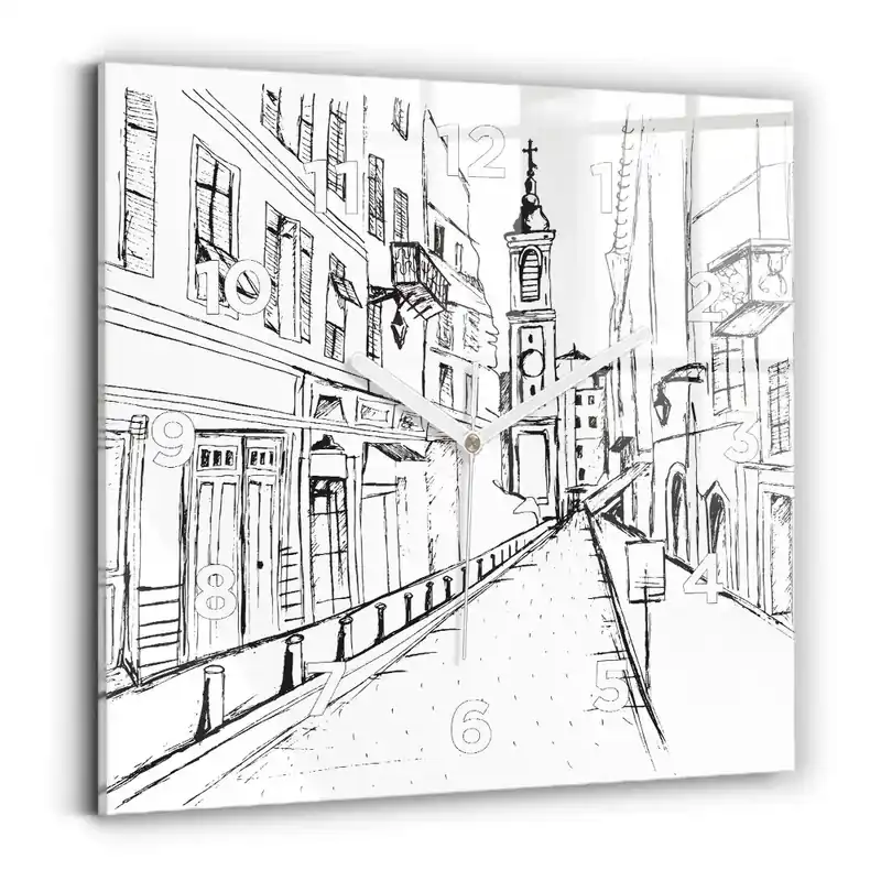 Popular Ceas perete din sticlă pătrat Desen al orașului Provence