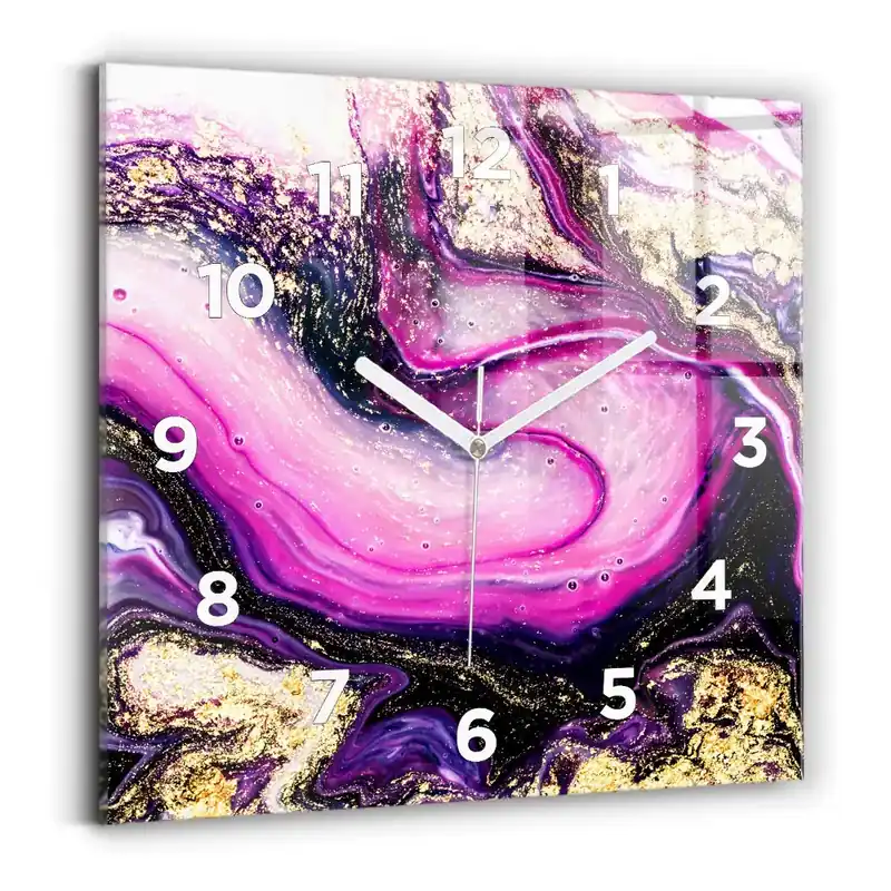 Bestseller Ceas perete din sticlă pătrat Abstracția din marmură