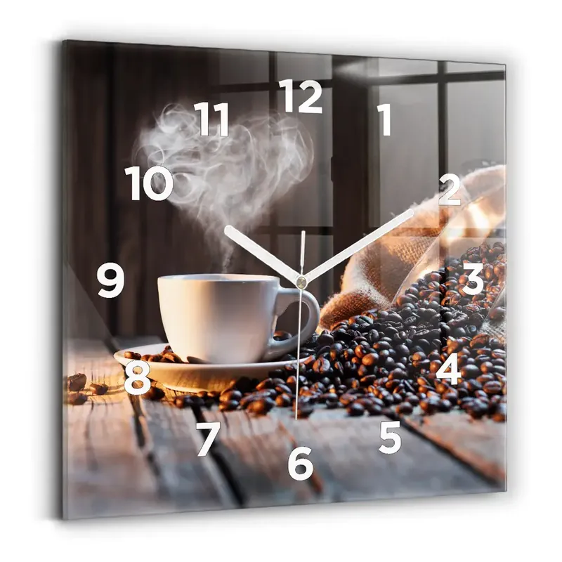 Ceas perete din sticlă pătrat ceașcă de cafea Reducere de preț