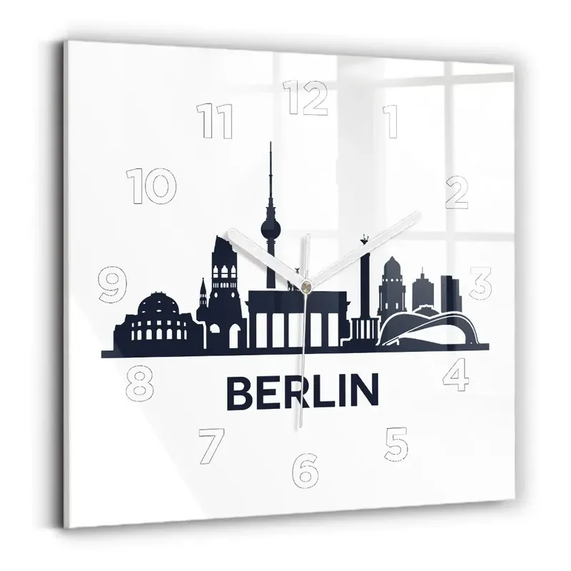 Ceas de sticlă pe perete pătrat Ilustrația orașului Berlin Livrare expres