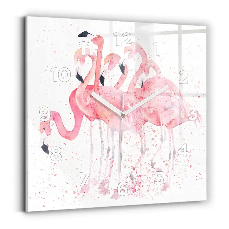 Ceas de sticlă pe perete pătrat O grămadă de flamingo Cel mai vândut