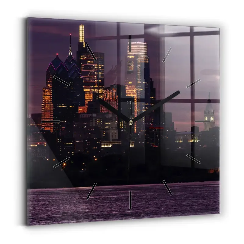 Promoție Ceas din sticlă pătrat Orizontul orașului Philadelphia