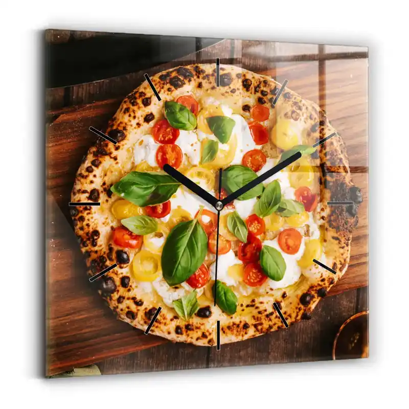 Ceas de sticlă pe perete pătrat pizza italiană Calitate înaltă