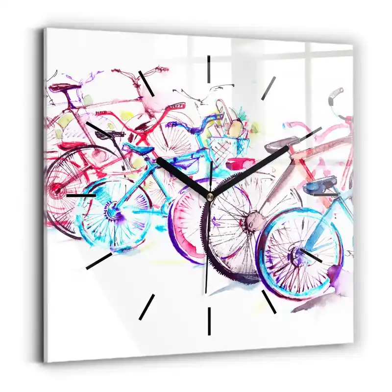 Ceas din sticlă pătrat Biciclete de oraș colorate Livrare expres