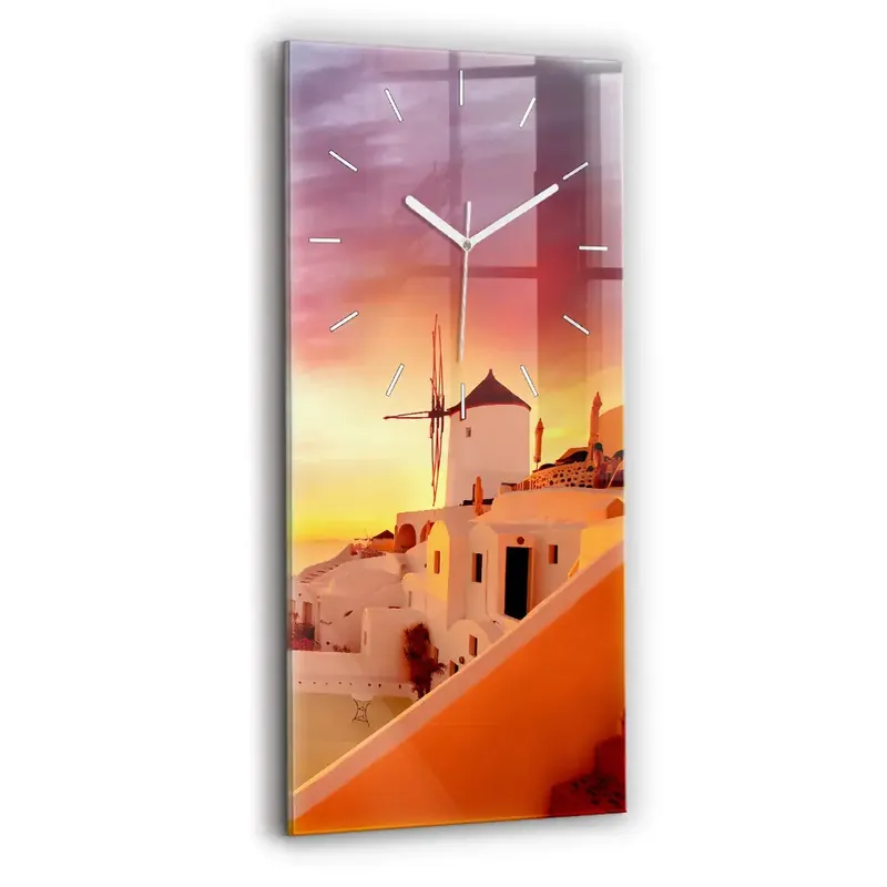 Ceas din sticlă dreptunghiular vertical Veche Moară De Vânt Din Santorini Disponibil imediat