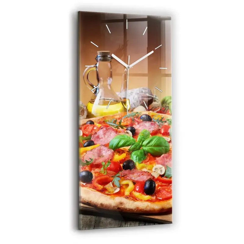 Ceas de sticlă pe perete vertical Inima Culinară A Italiei Cumpărături sigure