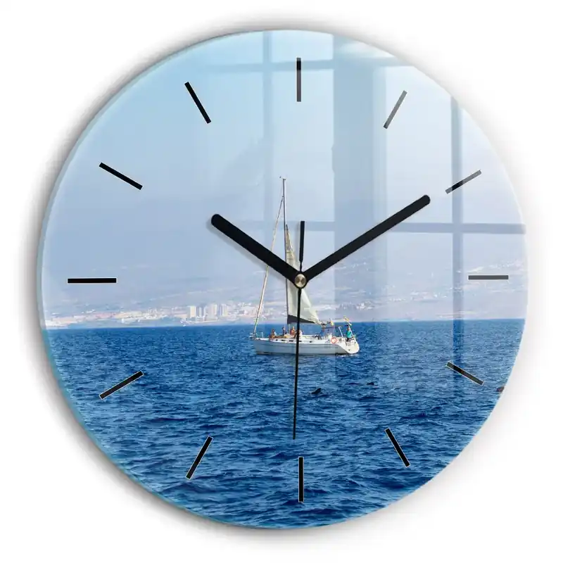Yacht în Tenerife Ceas perete din sticlă rotund Ofertă