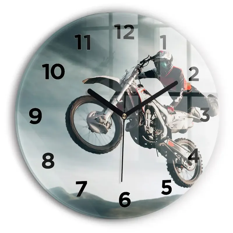 Plată sigură Ceas rotund de perete din sticlă Stilul motor Adrenalina