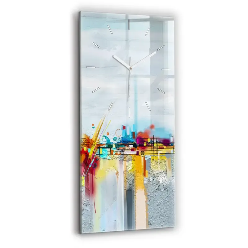 Ceas vertical de perete din sticlă Peisaj Abstract De Ulei Reducere extra