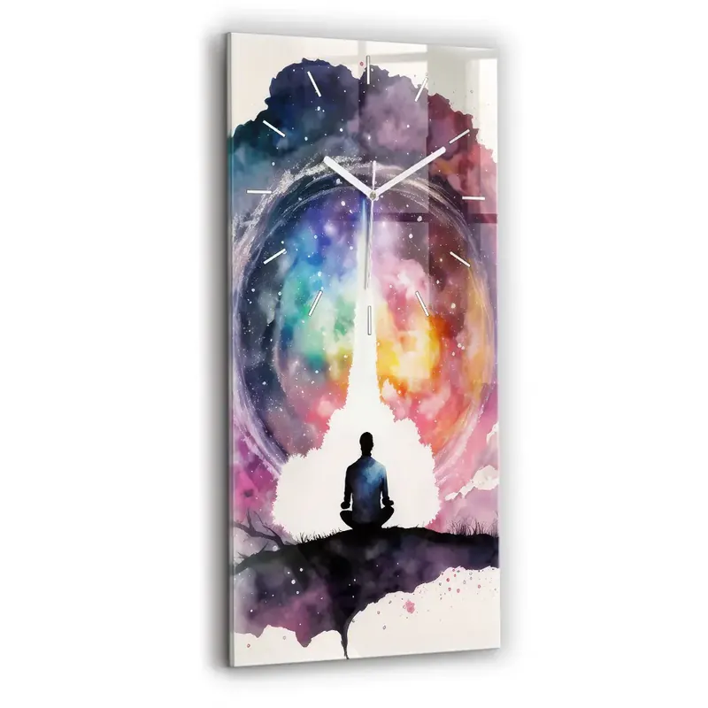 Ceas vertical de perete din sticlă Meditație Stil De Viață Doar azi