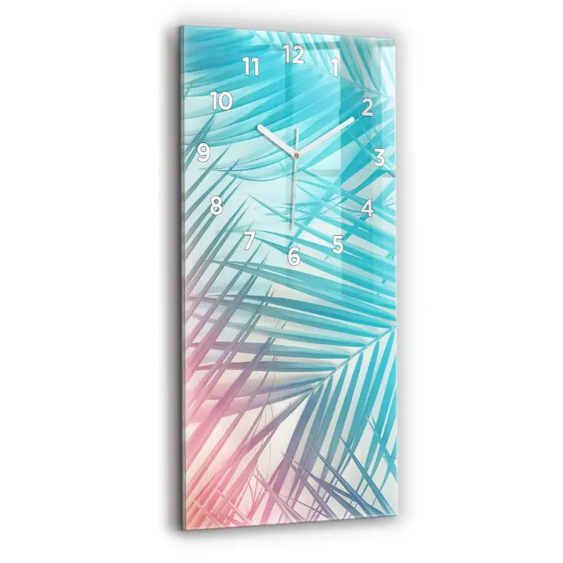 Ceas perete din sticlă dreptunghiular Palmier Tropical Discount