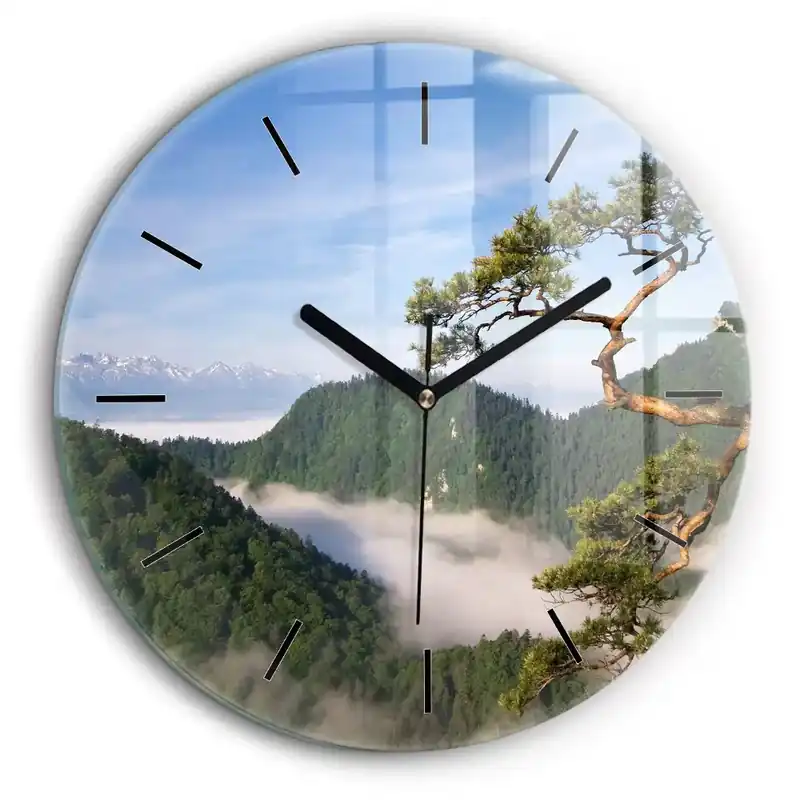 Lichidare de stoc Ceas rotund de perete din sticlă Sokolica Wierch în Munții Pieniny