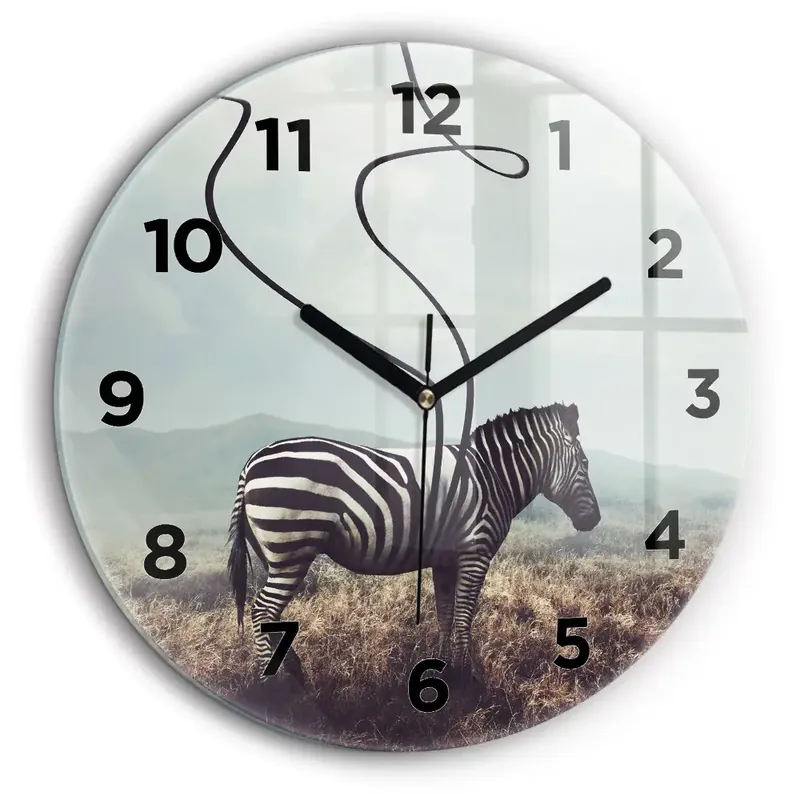Zebra – Abstracție Ceas din sticlă rotund Plată sigură