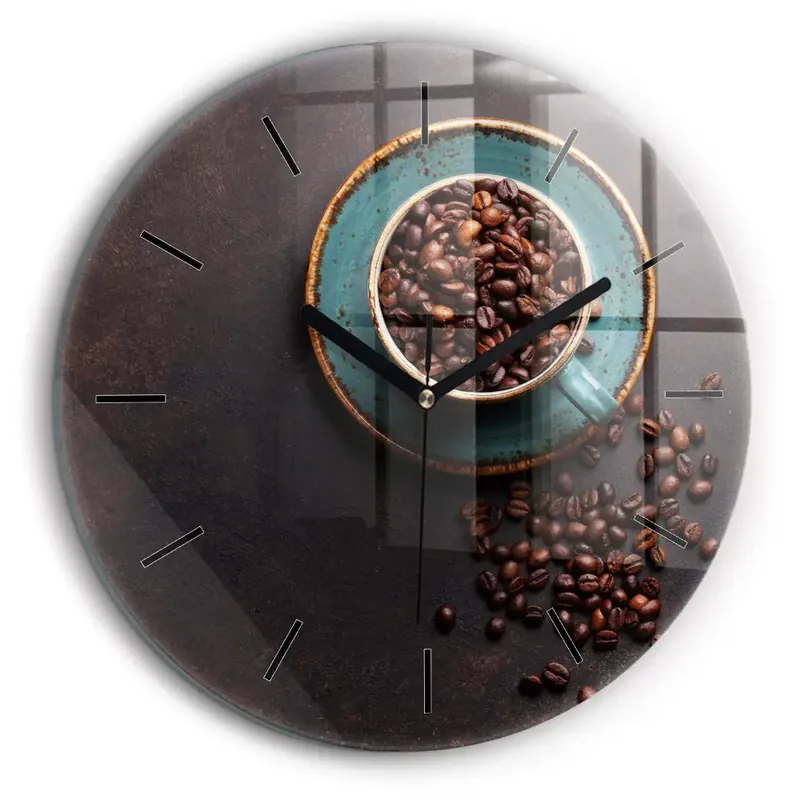 Ceas rotund de perete din sticlă ceașcă de cafea Cel mai vândut