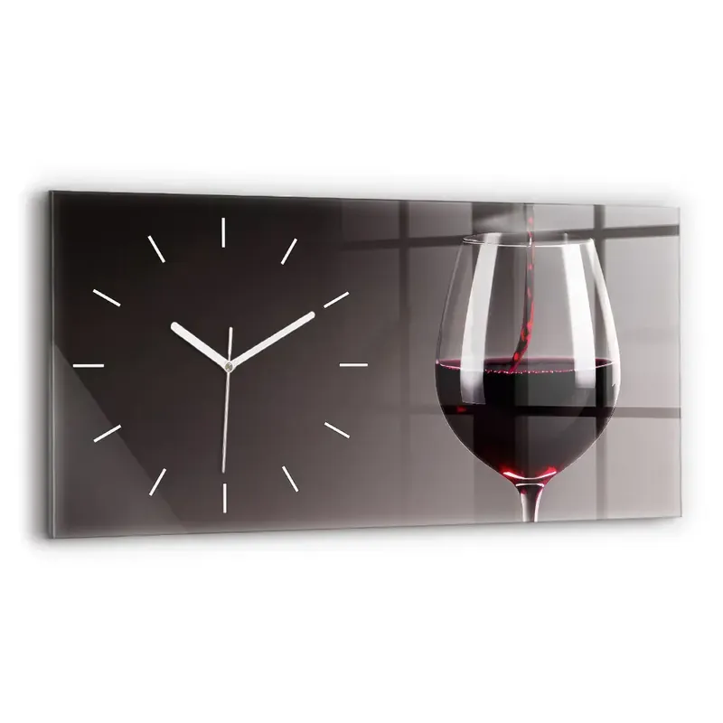Ceas de sticlă pe perete orizontale Un pahar de vin roșu Preferatul clienților
