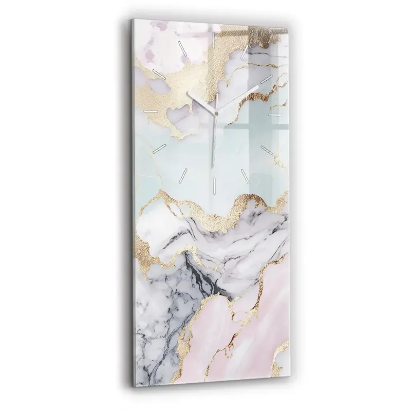 Ofertă de sezon Ceas din sticlă dreptunghiular vertical Marmură Pastel