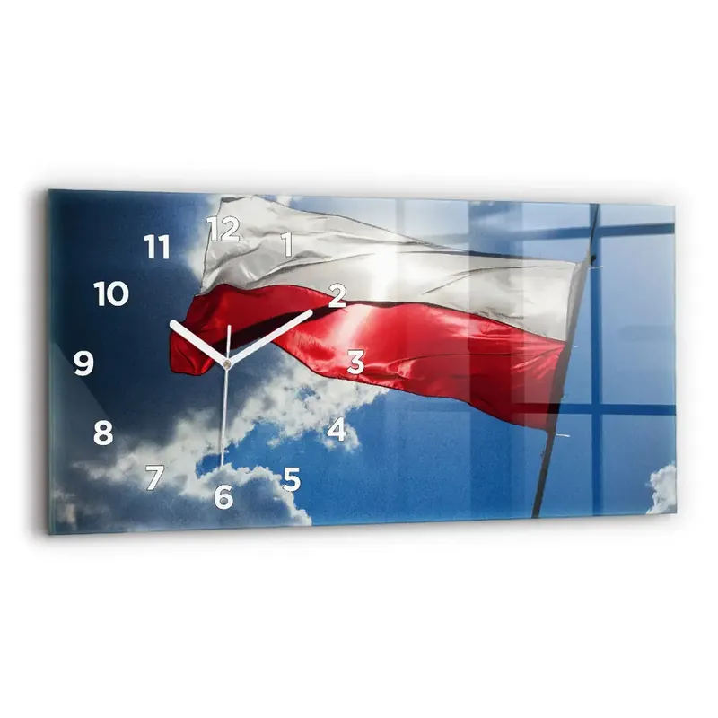 Ceas din sticlă orizontale Steagul polonez pe cer Doar azi