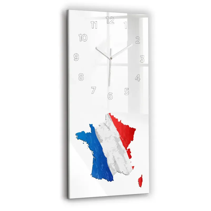 Ceas din sticlă dreptunghiular vertical Steag Francez Reducere de preț