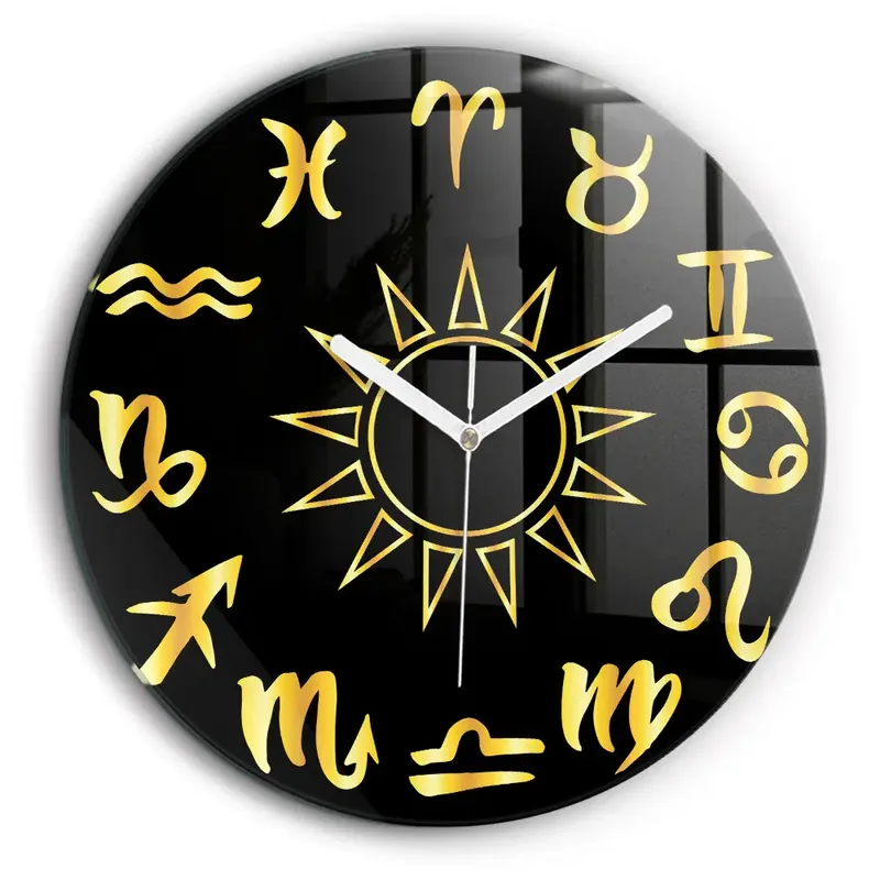 Bestseller Ceas de sticlă pe perete rotund Znaki zodiaku