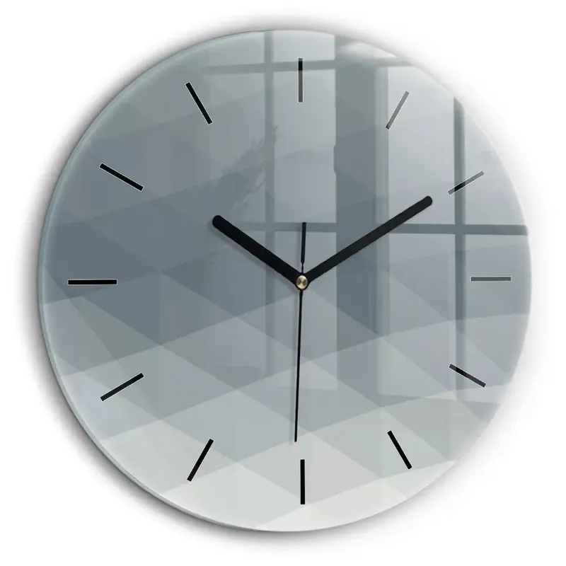 Ceas perete din sticlă rotund Abstracția gri Disponibil imediat