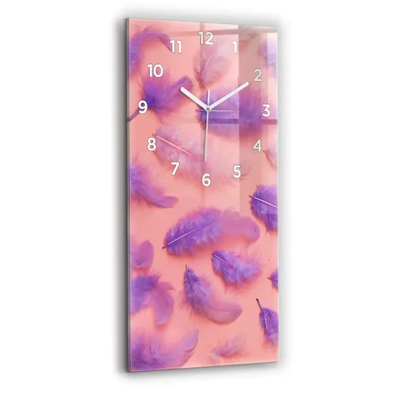 Reducere extra Ceas din sticlă dreptunghiular vertical Pene Colorate