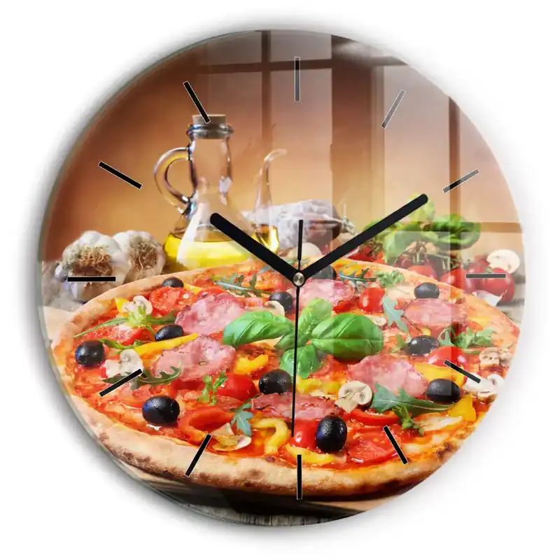 Ofertă specială Inima culinară a Italiei Ceas rotund de perete din sticlă