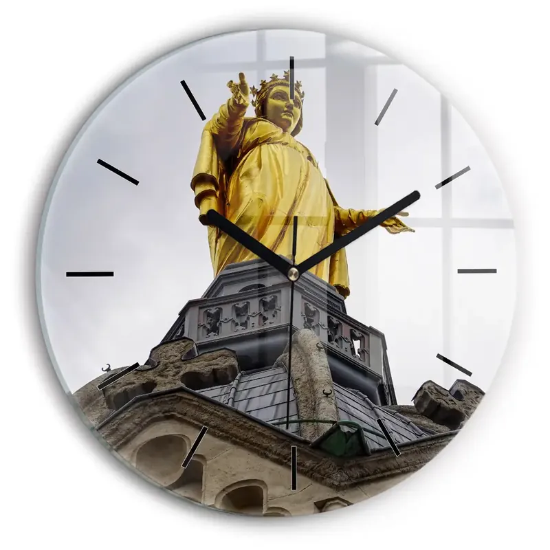 Statuia Maicii Domnului din Lyon Ceas din sticlă rotund Retur gratuit