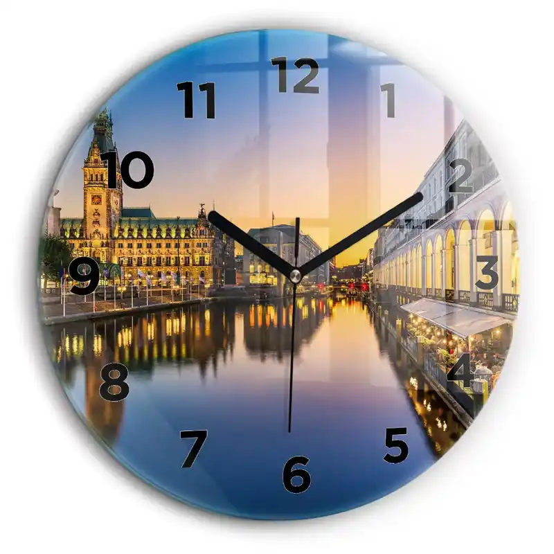 Primăria Hamburg Ceas rotund de perete din sticlă Bestseller