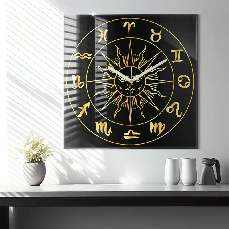 Ceas din sticlă pătrat Semne zodiacale Plată sigură