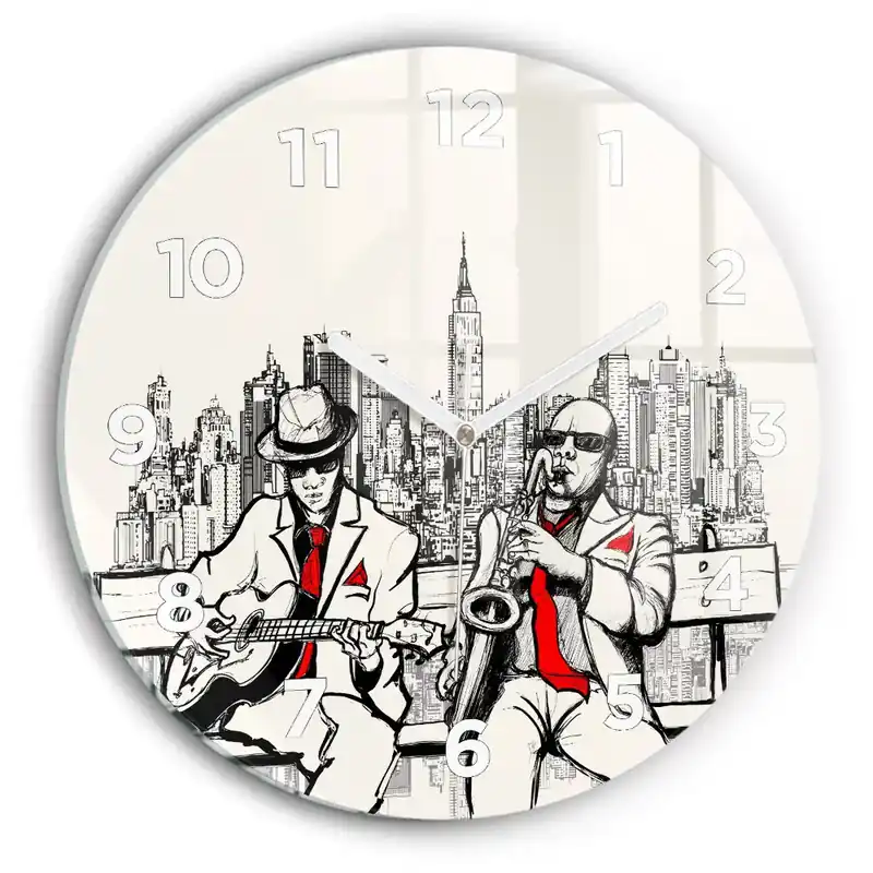 Preferatul clienților Ceas de sticlă pe perete rotund Jazz la New York