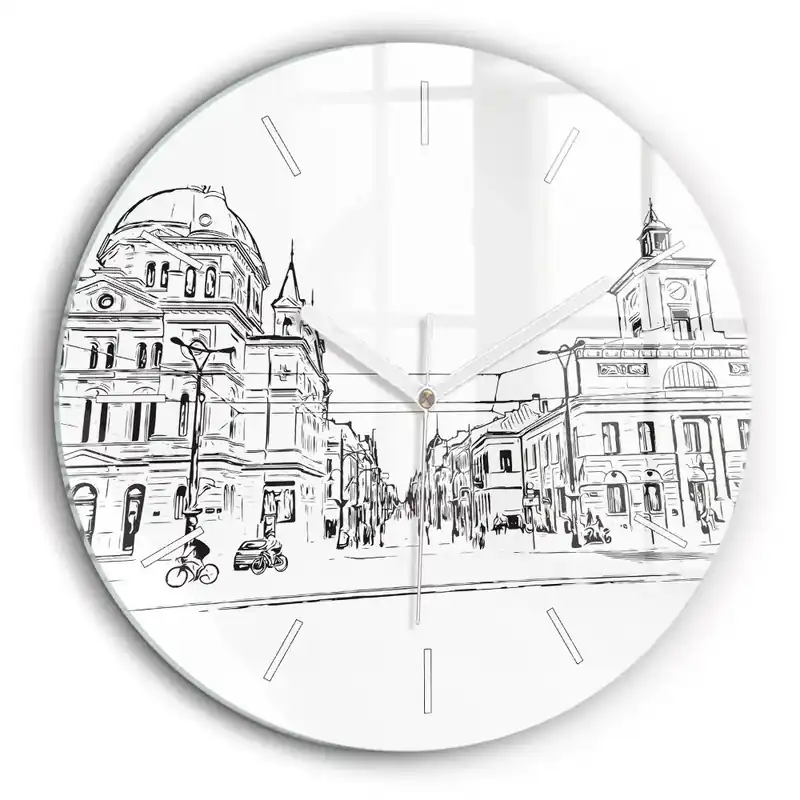 Preferatul clienților Ceas rotund de perete din sticlă Ilustrația orașului Poznań