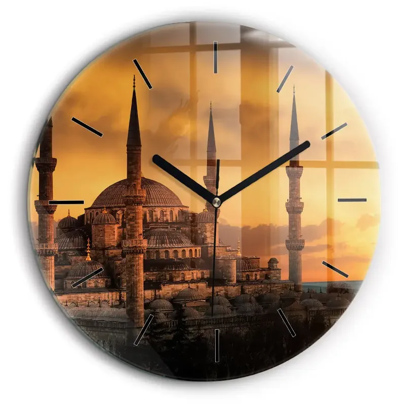 Livrare rapidă Ceas rotund de perete din sticlă Moscheea din Istanbul