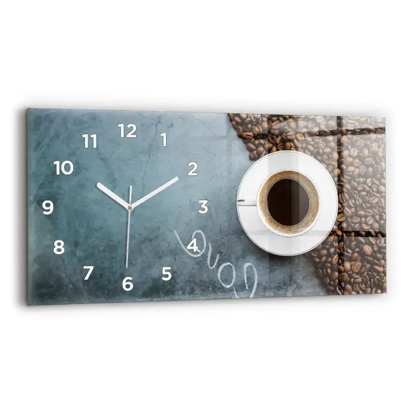 Ceas orizontale de perete din sticlă ceașcă de cafea Reducere specială