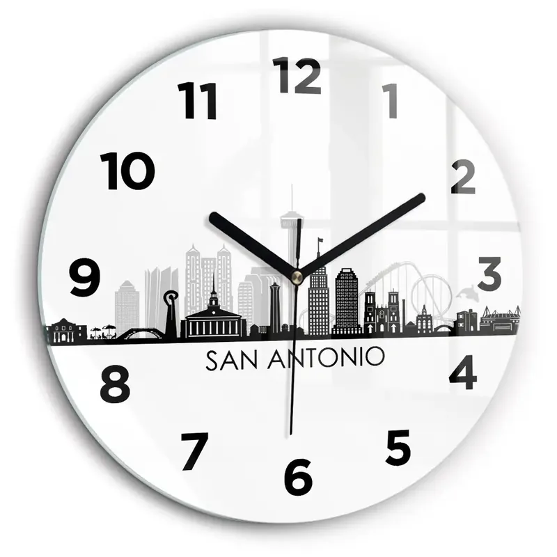 Orașul San Antonio Texas Ceas perete din sticlă rotund Reduceri