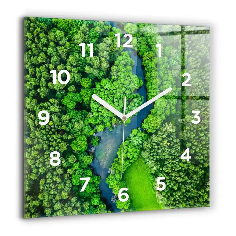 Ceas de sticlă pe perete pătrat Fluture în luncă Cumpără online