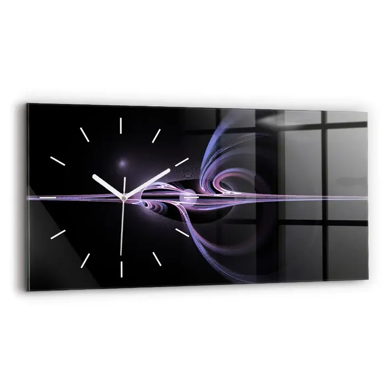 Ofertă exclusivă Ceas orizontale de perete din sticlă Abstracție violet