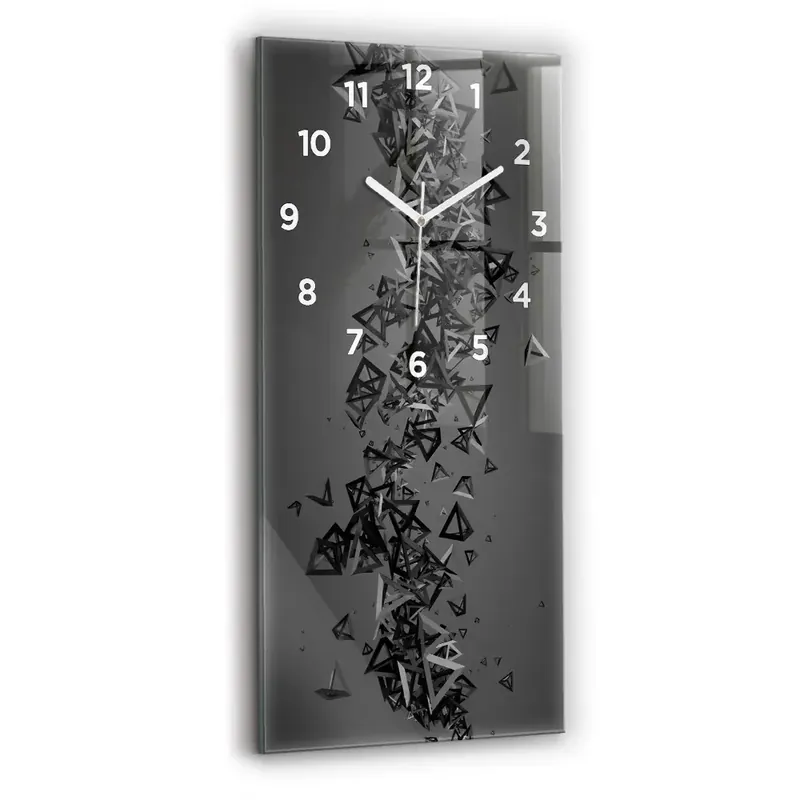 Ceas de sticlă pe perete vertical Abstracție Întunecată Reducere specială