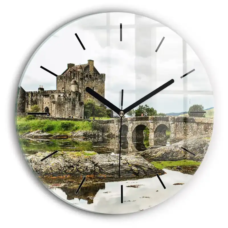 Castelul Eilean Donan, Scoția Ceas de sticlă pe perete rotund Ofertă
